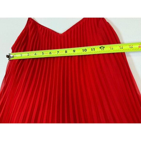 Laundry Red Pleated A-Line Spaghetti Strap Dress Lined Lightweight Flowy sz 6 - Picture 3 of 12